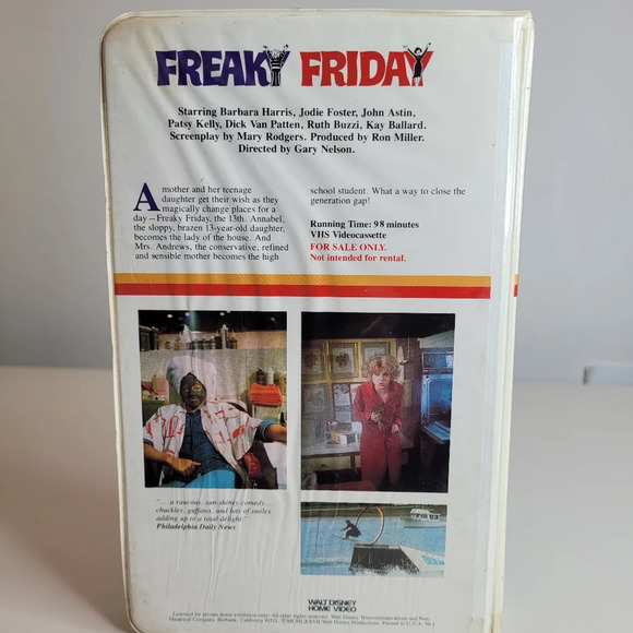 Walt Disney Original 1976 Freaky Friday First Edition VHS Movie White Clamshell - Picture 2 of 3